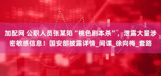 加配网 公职人员张某陷“桃色剧本杀”，泄露大量涉密敏感信息！国安部披露详情_间谍_徐向梅_套路