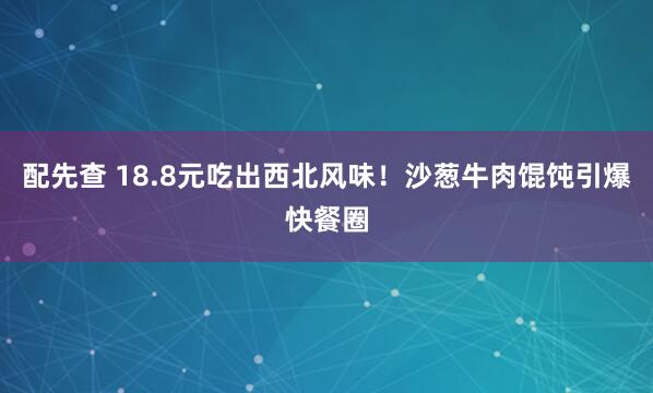 配先查 18.8元吃出西北风味！沙葱牛肉馄饨引爆快餐圈